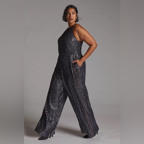 Anthropologie Maeve Disco Halter Jumpsuit. - Picture 5 of 11